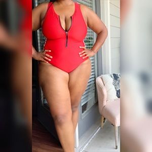 1X Forever 21 red one piece swimsuit